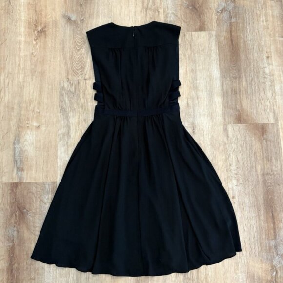 BCBGMaxazria Women's Small Classic Flowy Open Side Party Midi Black Dress Rachel - Picture 2 of 9